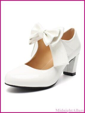 Women's Mary Jane Block Heel Pumps Round Toe Faux PU Low Heels